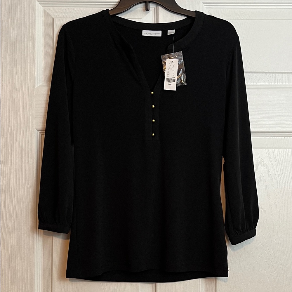 NY&C Black Elegant Blouse Women’s S - NWT